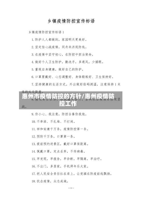 惠州市疫情防控的方针/惠州疫情防控工作