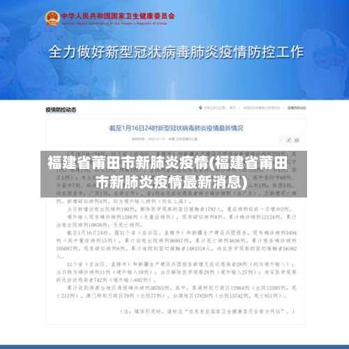 福建省莆田市新肺炎疫情(福建省莆田市新肺炎疫情最新消息)