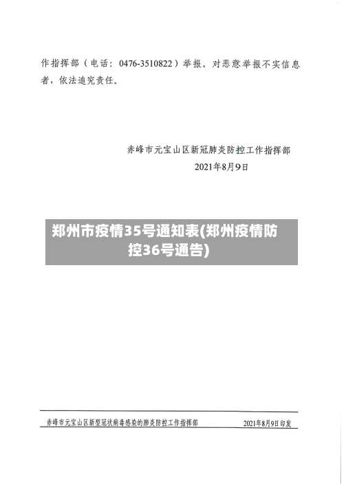 郑州市疫情35号通知表(郑州疫情防控36号通告)