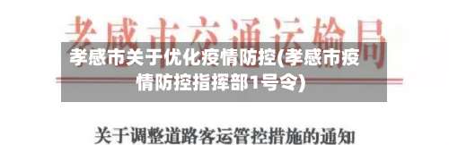孝感市关于优化疫情防控(孝感市疫情防控指挥部1号令)