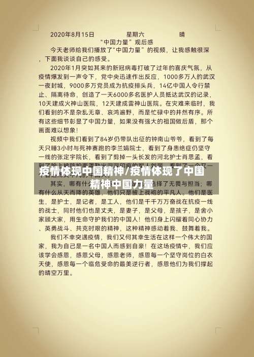疫情体现中国精神/疫情体现了中国精神中国力量