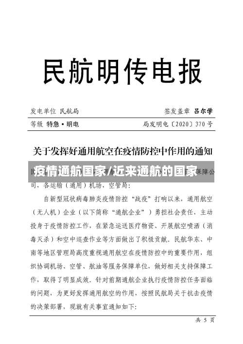 疫情通航国家/近来通航的国家