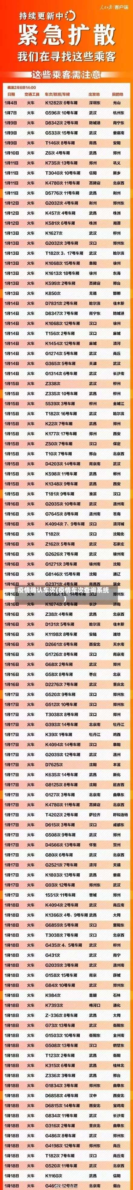 疫情确认车次(疫情车次查询系统)
