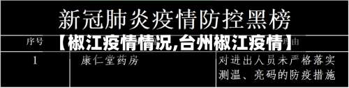 【椒江疫情情况,台州椒江疫情】-第2张图片