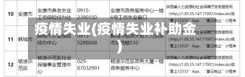疫情失业(疫情失业补助金)