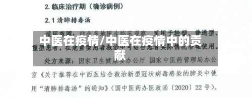 中医在疫情/中医在疫情中的贡献